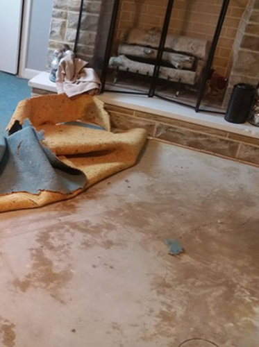 room with fireplace before restoration